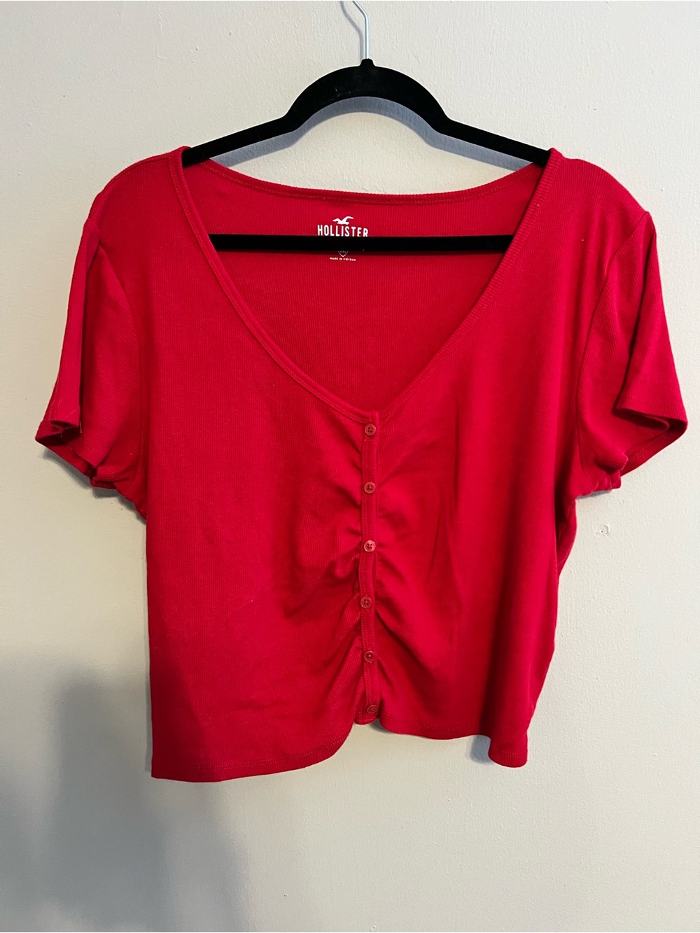 Hollister - V-Neck Button Front Tops - Red | Women's XXL